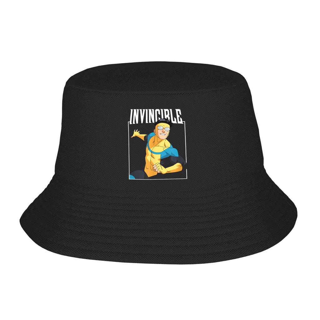 Invincible OmniUnisex Black and White Bucket Hat Beach Hatwear Accessories Fishing Hat for Girl Boonie Hat Lightweight