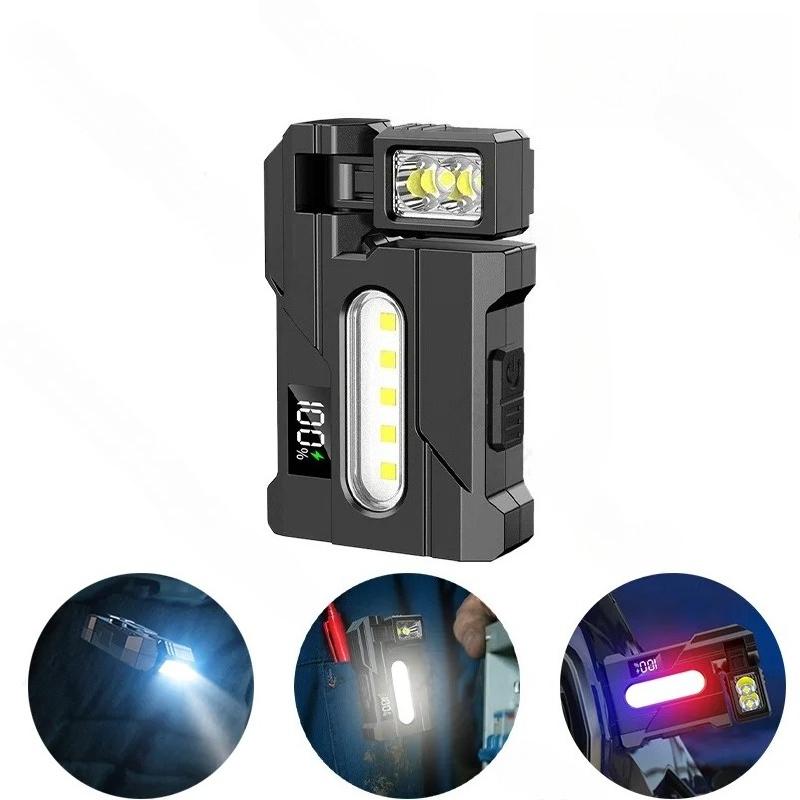 

EDC Вращающийся рабочий фонарь с Type-C зарядкой, магнитный фонарик, портативная уличная аварийная сигнальная лампа, клипса-фонарик для кемпинга, рыбалки 800mAh
