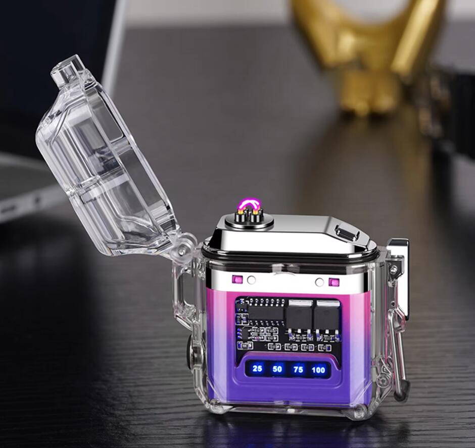 1PC New Transparent Shell Double Arc USB Electronic Lighter TYPE-C Fast ChargeLighting Plasma Lighter Electric Waterproo