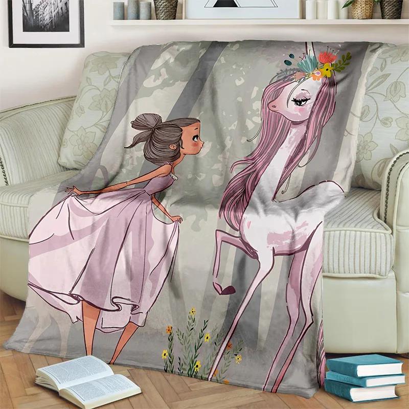 Süßes Ballettmädchen, Ballerina, Fee, Schwan, Einhorn, Cartoon, 3D-Decke, weiche Überwurfdecke für Zuhause, Schlafzimmer, Bett, Sofa, Picknick, Reisen, Kinder