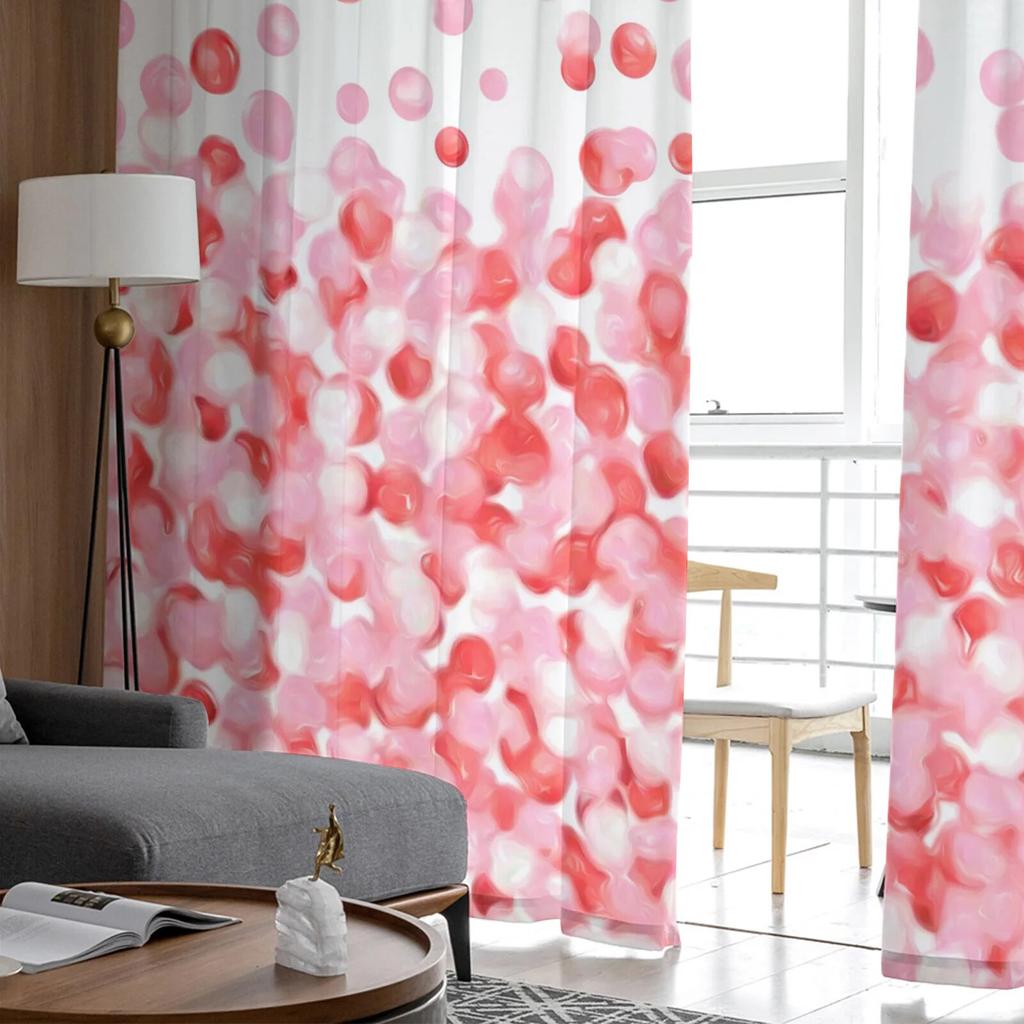 Bubble Balloon Pink Tulle Curtains Living Room Kitchen Chiffon Curtain Bedroom Balcony Sheer Curtain Fashion Home Decor