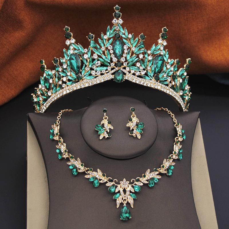 Princess Bridal Jewelry Sets for Women Wedding Crown Tiaras and Choker Necklace Earrings Bride Party Costume Jewelry Accessories