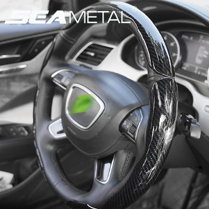 SEAMETAL Carbon Fiber Car Steering Wheel Cover Anti Slip Steering Wheel Protector Cover Durable Wear-resistant