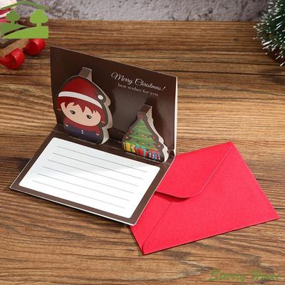 Christmas Tree Merry Christmas 3D Cards Thank You Handwriting Christmas Pop-Up Cards Folding Blessing New Year Greeting Cards