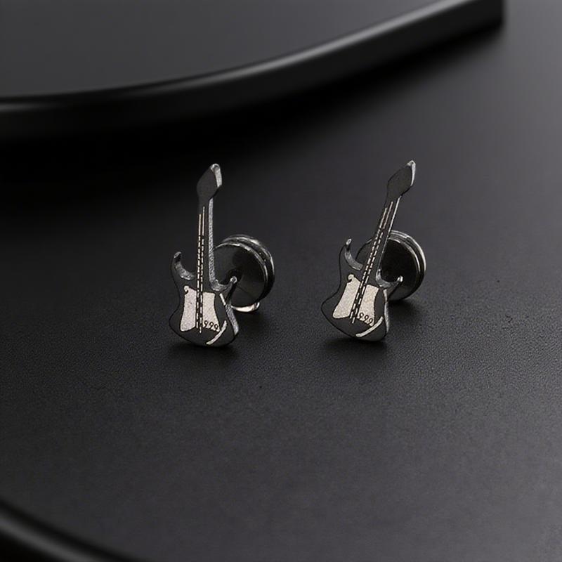 

Ретро Креативные Черные Серьги-гитары Маленькие Нишевые Личностные Панк Модные Серьги Ювелирные изделия Подарки для вечеринок чёрный