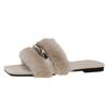 French Fairy Wind Fluffy Slippers Female Outer Wear 2025 Autumn and Winter New Small Fragrant Wind Flat Bottom Non-slip Lazy Word Drag