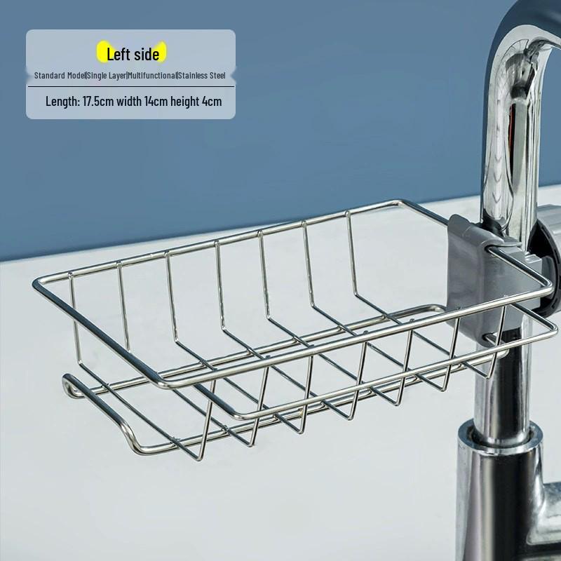 Kitchen Sink Organizer Rack for Dishwashing: Drain Basket for Sponges, Brushes, Scouring Pads, Rags