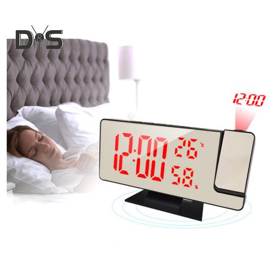 LED-Digitalwecker, großer Bildschirm, Mehrzweck-Projektor-Deckenuhr im 12/24-Stunden-Format mit Zeit-/Temperaturanzeige