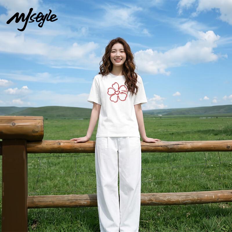 MJ Style Women s Loose-Fit Heart Print Cotton T-Shirt 2XL