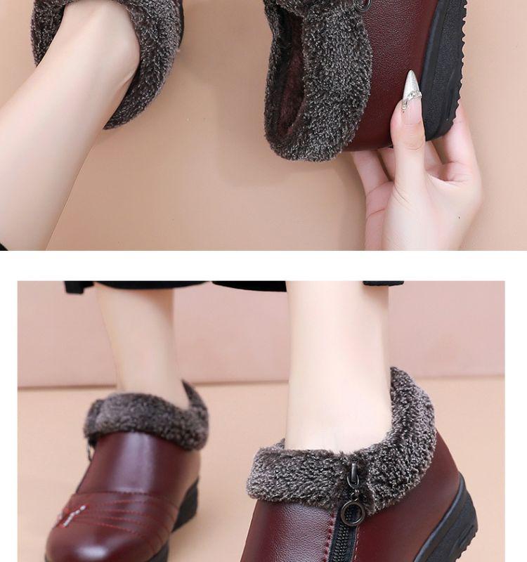 Winter Non-Slip Velvet Flat Boots for Middle-Aged & Elderly Women - Warm, Waterproof, Low-Top Grandma Shoes