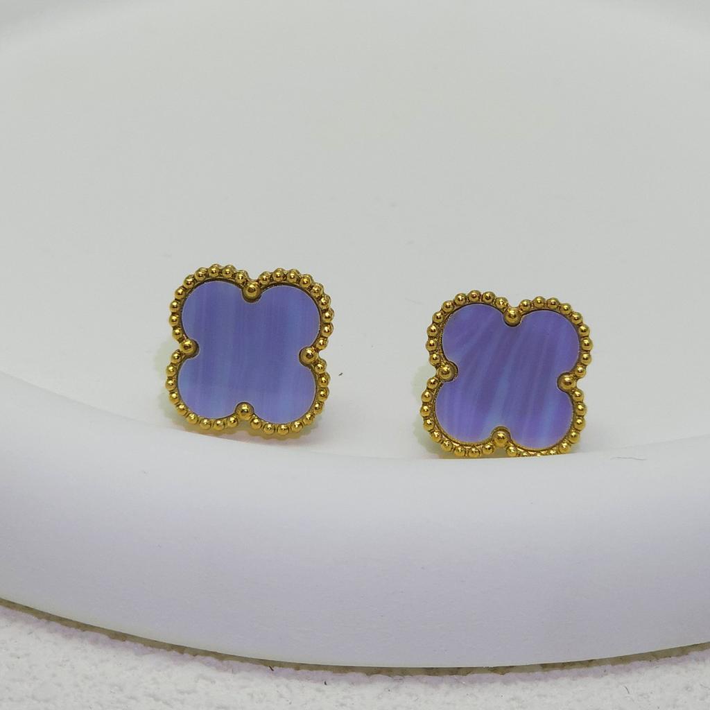 High Quality Titanium Steel Natural Mother-of-pearl Four-leaf Clover Earrings for Women 18K Fashion Premium Earrings