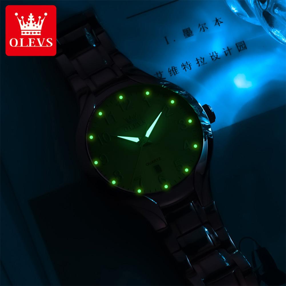 OLEVS Original Brand Luxury Quartz Watch for Men Gold Stainless Steel Strap Waterproof Luminous Auto Date Fashion Wristwatch Men