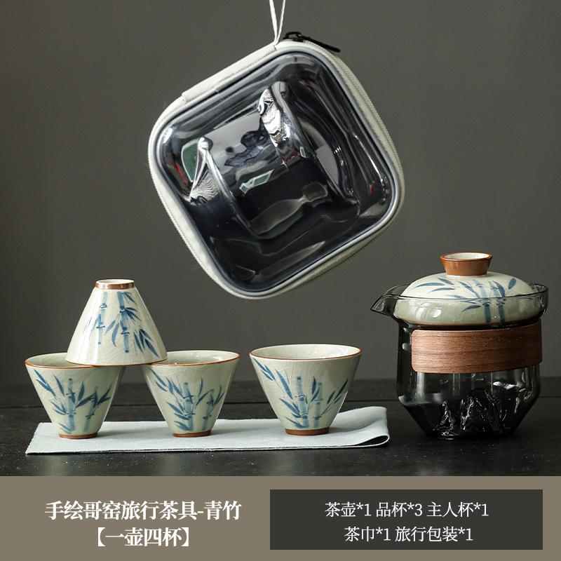 Hongyue Glass Covered Bowl Teacup Large Single Non-Hot Hand-Grasping Pot One Person Kung Fu Tea Set Underglaze Color Brewing Teapot