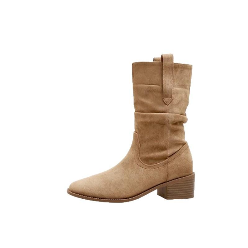 Martin Boots Women's 2025 New Autumn Retro Skinny Versatile High Heel Small Short Boots Western Cowboy Pile Boots