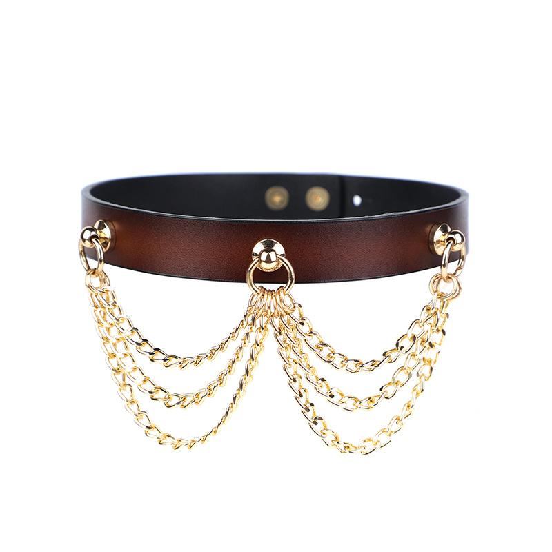 Collar Genuine Leather Series Slave Bed Neck Restraint Belt Strap for Couple Bondage Erotic Fun Sex Toy for Adult Female