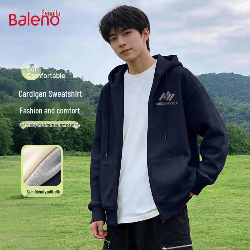 Baleno Men's Relaxed Fit Hooded Zip-Up Sweatshirt