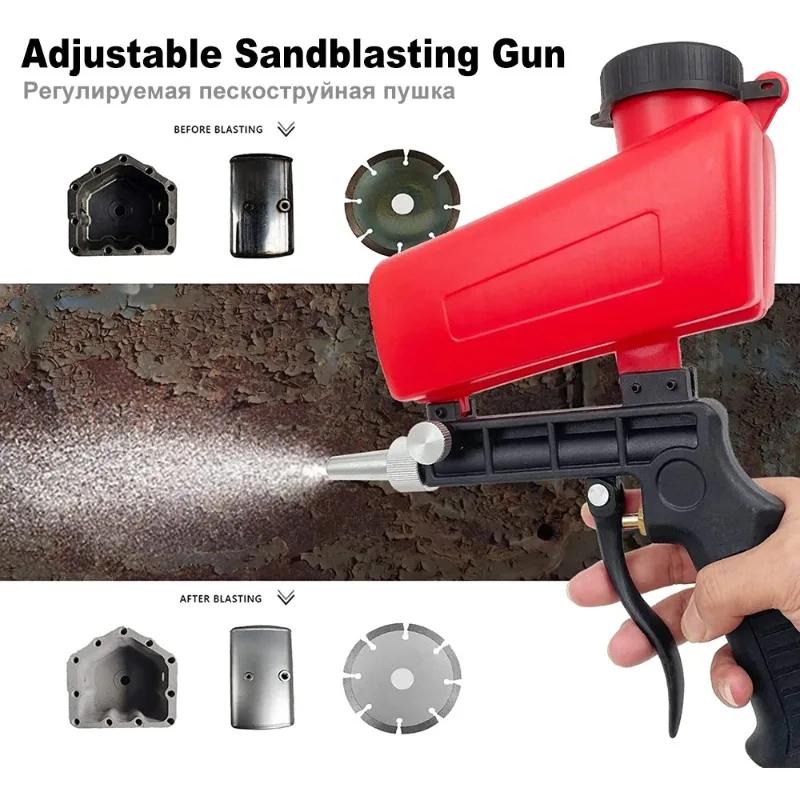 Adjustable Pneumatic Sandblasting Gun 90psi Portable Sand Blaster Machine Gravity Small Handheld Blaster Gun Rust Removal Device