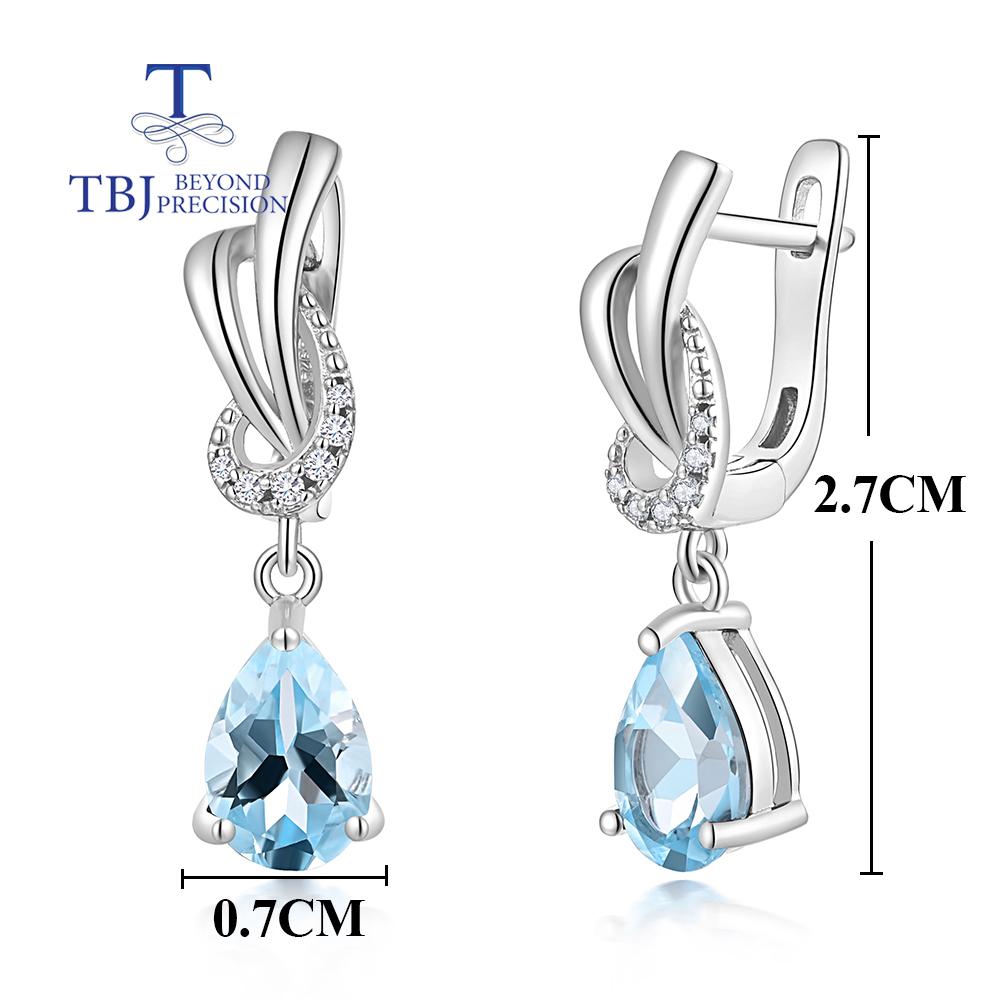 Natural Sky Blue Topaz Earrings for Women 925 Sterling Silver Fine Jewelry for Daily Wear for Girls Nice Gift