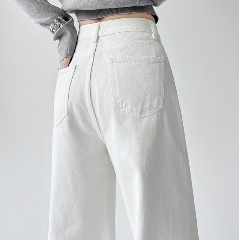 High Waist Wide Leg Denim Pants Women's Spring 2025 New Style Slimming Drapey Loose Floor-Length Narrow Straight Cut Trousers