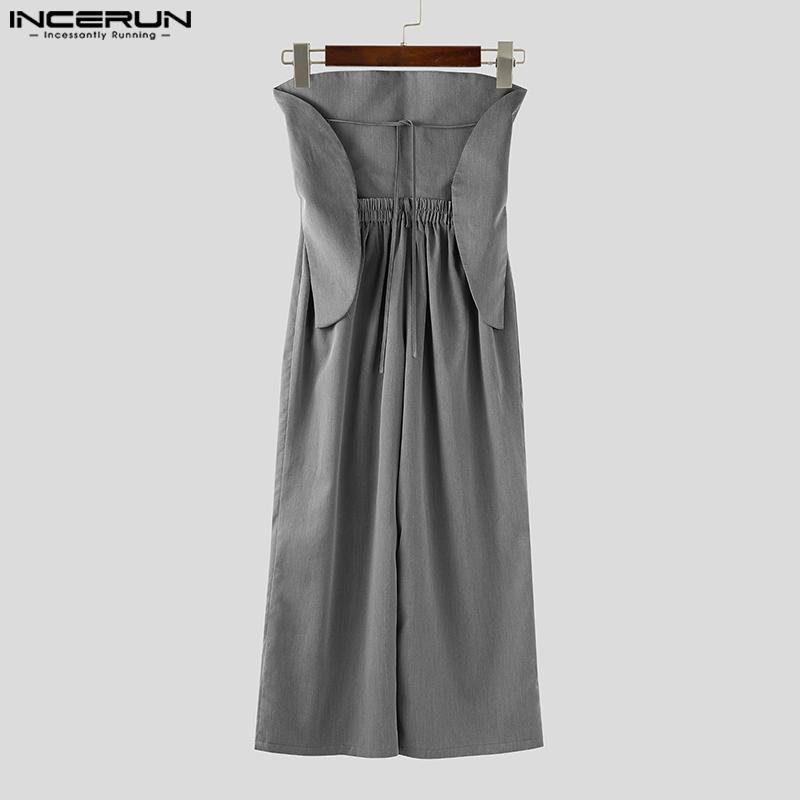 INCERUN Men Zip-up High Waist Tube Design Casual Long Loose Pants Trousers