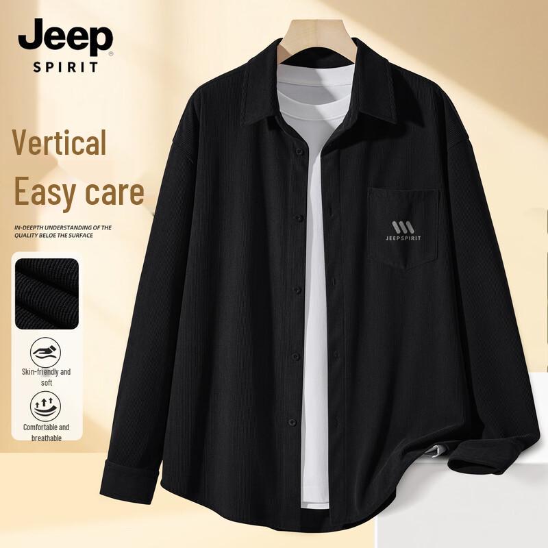 JEEP SPIRIT Men s 2025 American Casual Corduroy Long-Sleeve Shirt 3XL
