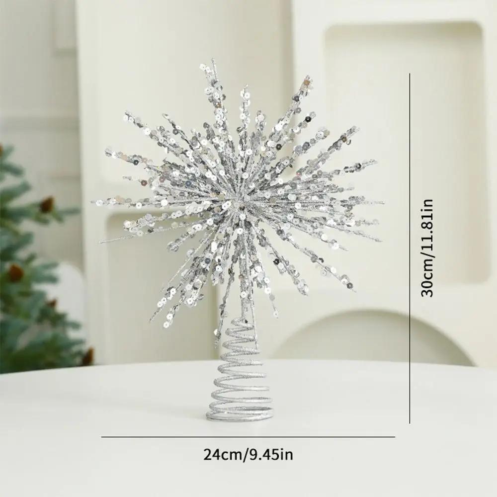 Creative Light Up Christmas Tree Star Topper Gold/Silver Glitter Xmas Tree Topper Glowing Pendant