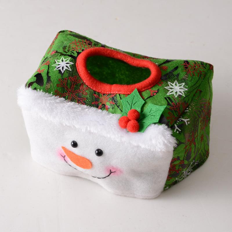 Christmas Tissue Box Cover, Cute Santa Snowman Felt Tissue Holder, Xmas Decorative Napkin Box Cover for Home Table Decor