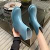 Rain shoes women's short tube fashion waterproof shoes flat rubber shoes wear medium tube water boots warm rain boots fashion