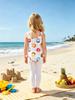 One Piece Swimsuit for Little Girls, Sleeveless Ruffle Donut Print Bathing Suit for Kids 1-8 Years