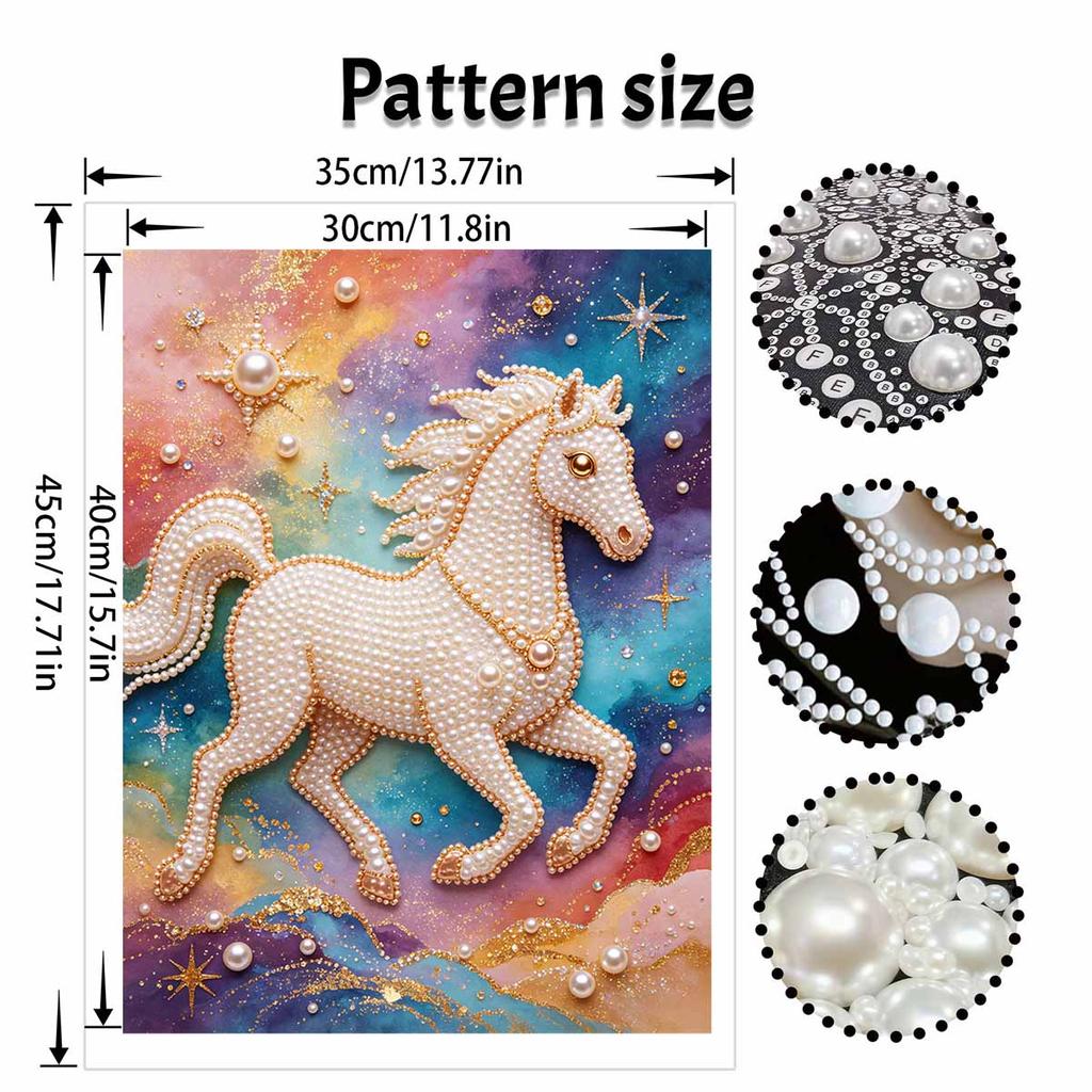 Kit Cavallo Maestoso Perla 5D Fai da Te Arte con Strass Artigianato per Decorazione Scrivania Casa Regalo Rilassante Fatto a Mano