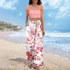 Women's Wide Leg Pants With Elastic Waistband Printing Large Pockets Patchwork Edge, Loose Pants