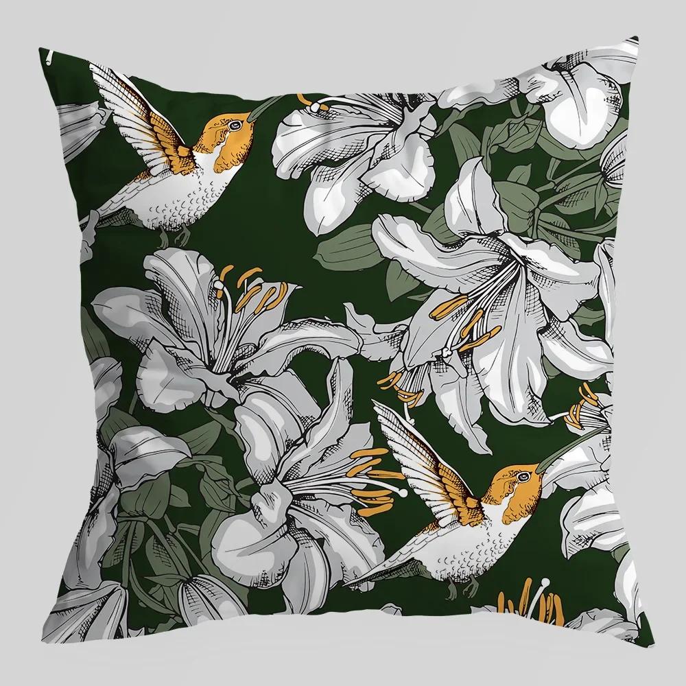 Tropical Green Tiger Pattern Double-sided Printed pillow cover Short plush Suitable living rooms sofas throw cushion cover