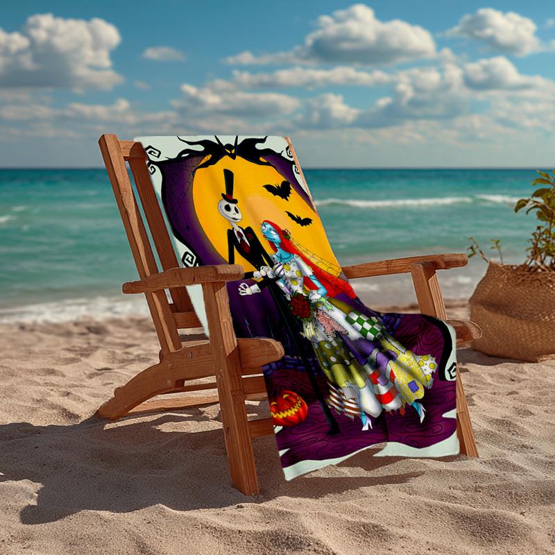 Ultra-Soft Beach Towel with The Nightmare Before Christmas Theme,Ideal for Pool - Camping, Diving - Perfect Travel Essential, Vibrant Beach Towel.