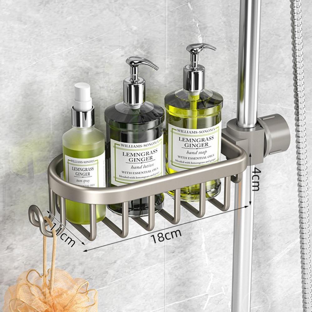 Bathroom Non Perforated Shower Storage Rack Shower Rod Rack Soap and Shampoo Storage Rack
