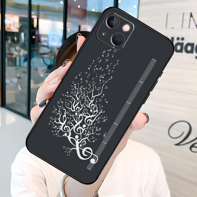 Music Notes Phone Case on For iPhone 13 12 11 14 15 Pro Max 8 7 Plus SE 2020 XR X XS MAX Soft Back Cover