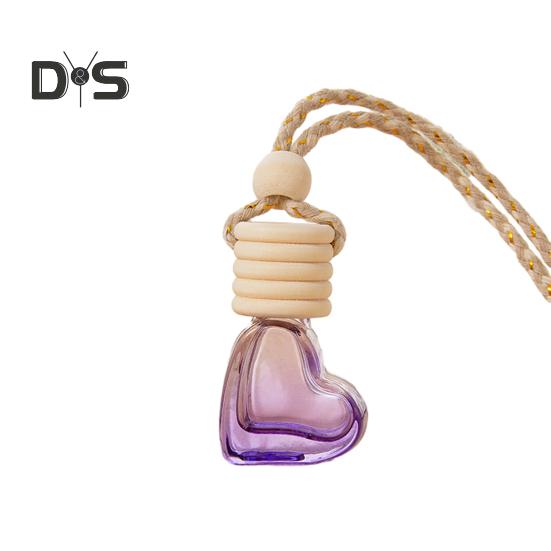 6 ml nachfüllbare Parfümflasche fürs Auto, Dekoration, bunt, Liebe, Herzform, Holzdeckel, Klarglas, Aromatherapie, ätherisches Öl, leere Flasche, hängender Anhänger