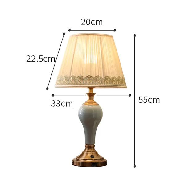 WTEMPO Ceramic Table Lamp Romantic Simple Modern Household Lamp Button Switch Nordic Style Bedroom Bedside Lamp