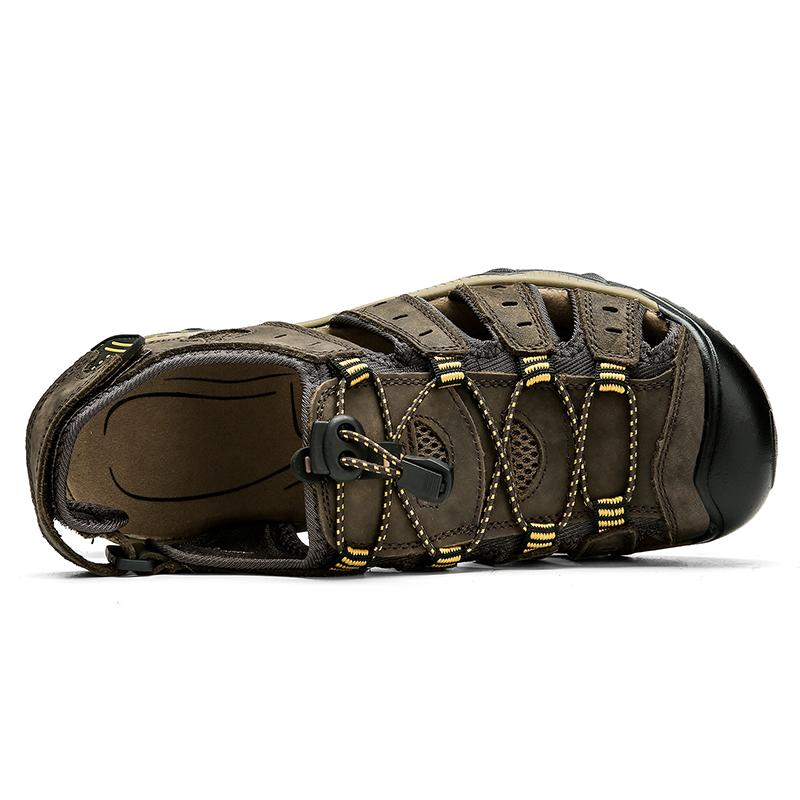 Large Size Summer Outdoor Men Beach Sandals Roman Style Genuine Leather Men Sandals