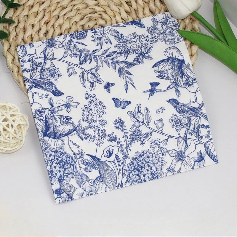 20pcs/pac Floral Printed Paper Napkins for Wedding Colorful Facial Tissues for Party Table Setting Disposable Dinner Napkins