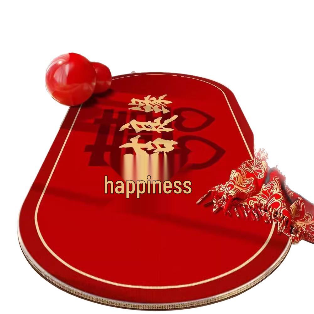 Newlywed Bedroom Crystal Velvet Rug: Red Carpet, Coffee Table & Bedside Mat, Dirt-Resistant