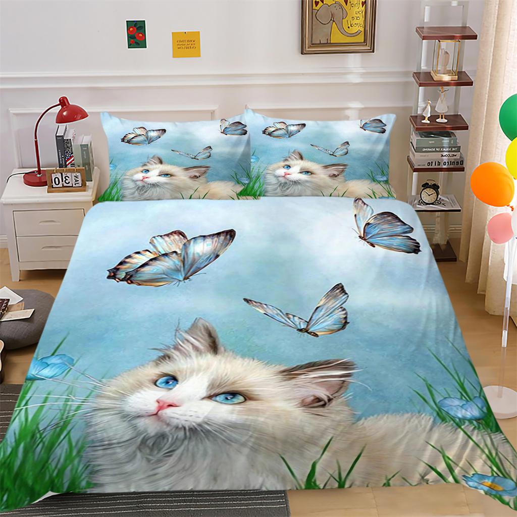 Duvet Cover Set Cat Wolf Bedroom Decor Bedding Cover Suit Pillowcase