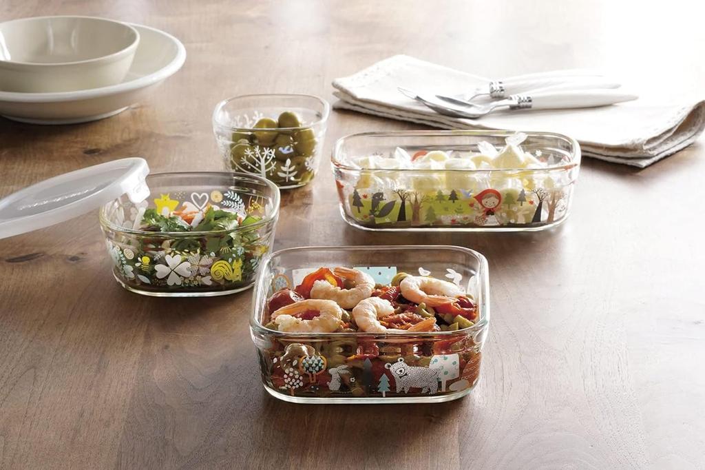 Iwaki Glas Luftdichter Shinji Nordic Garden Hitzebeständiger Behälter, Kato, Design, Quadratisch, 800ml, B3247-SNF