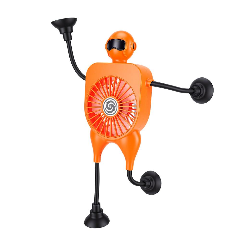 Desk Fan Robot Shape with Suction Cup 100 Speeds Digital Display USB Rechargeable Mini Desk Fan for Bedside Nightstand