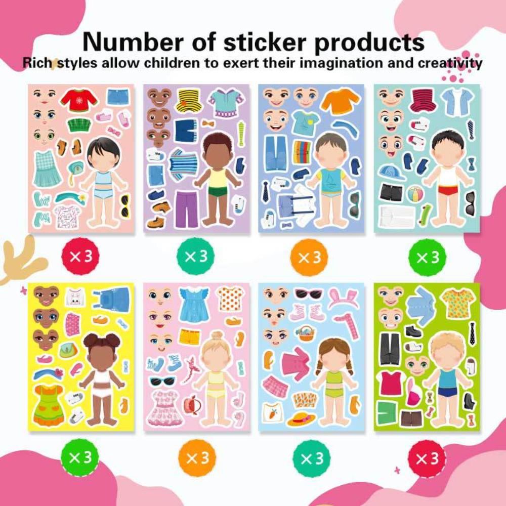 8/16/24 Sheets Make A Face And Dress Up Stickers For DIY Your Own Stickers For Rewards Birthday Gift
