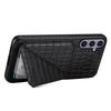 For Samsung Galaxy S25+ Case with Card Holder Leather + PC + TPU Crocodile Textured Back Cover