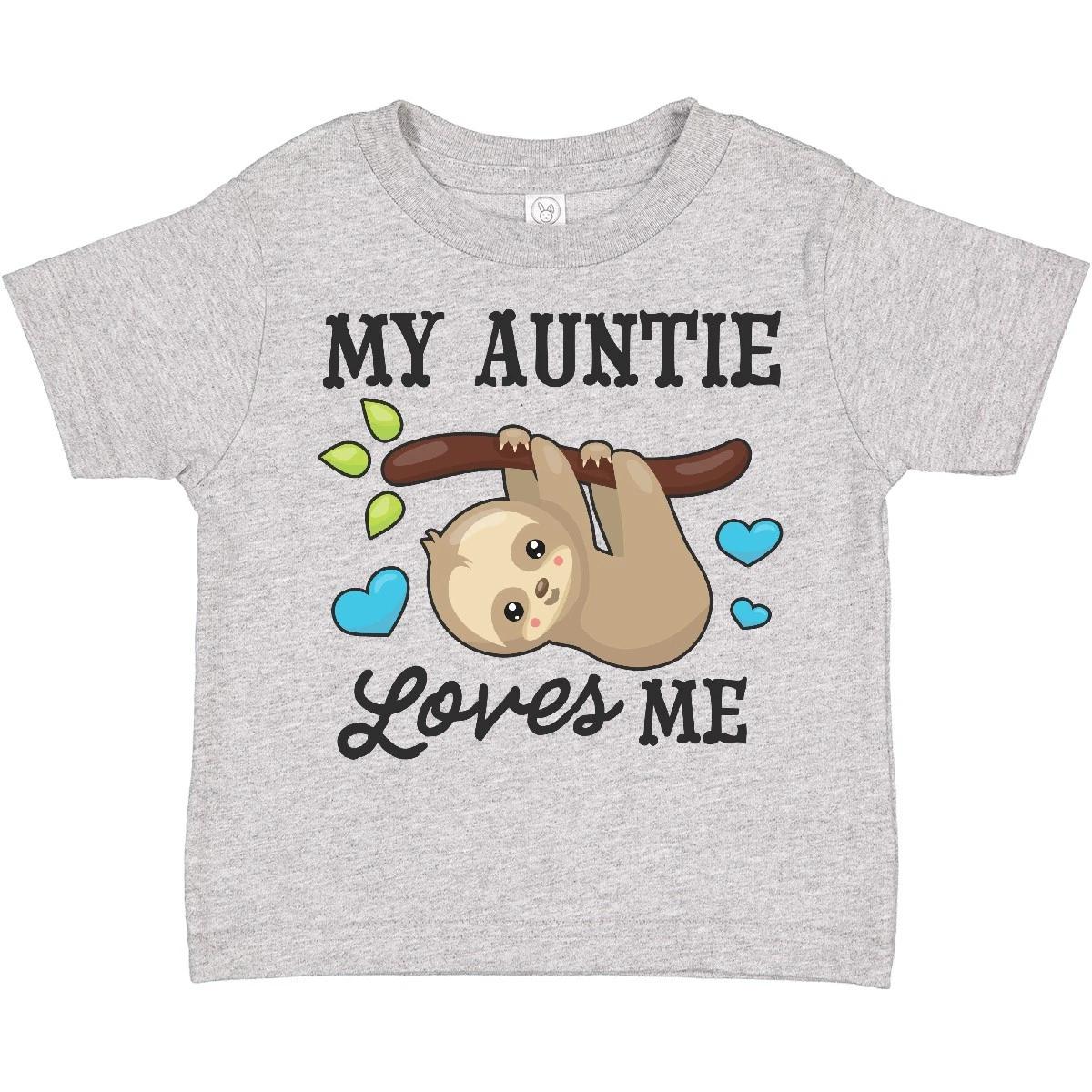 Inktastic My Auntie Loves Me With Sloth And Hearts Toddler T-Shirt Animals Kids 100