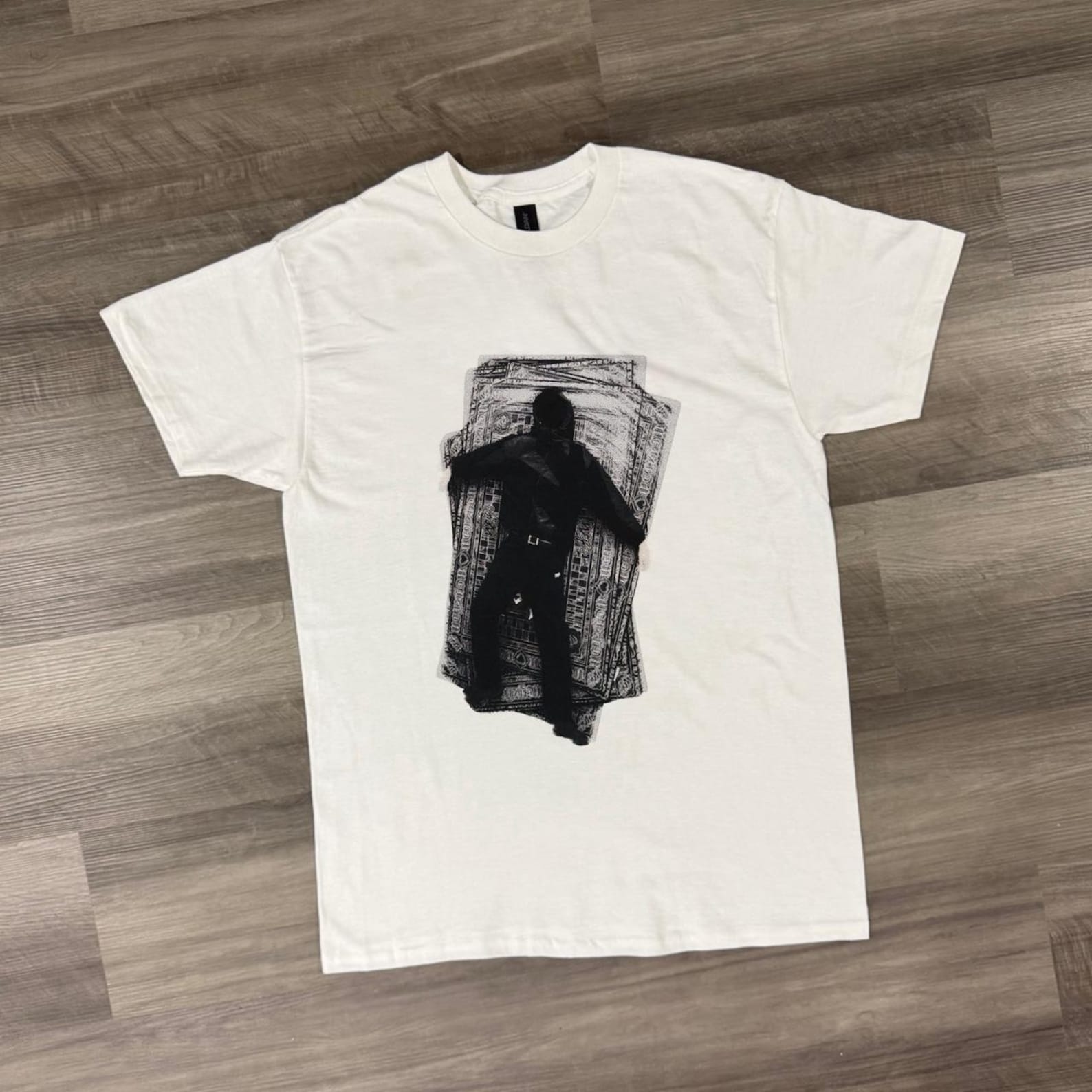 Money men graphic tee, Abstract Shadow Figure Shirt, Minimalist Dark Art Tee, Money Graphic T-Shirt, Streetwear Graphic Tee, Y2K Money Shirt S