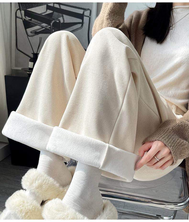 Dámské žinylkové kalhoty s vysokým pasem a rovnými nohavicemi - Kolekce jaro/podzim 2025, Pokročilý střih, Petite střih, Od úzkých po široké nohavice.