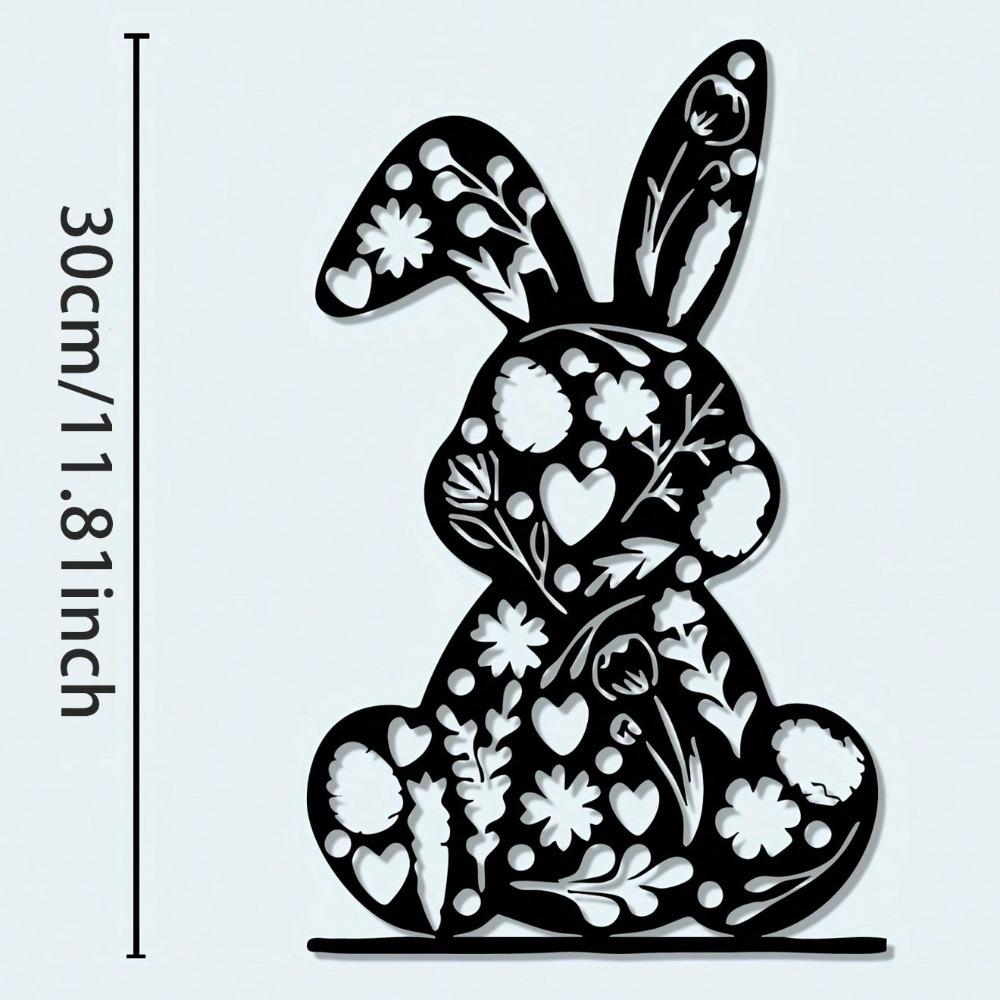Iron Wall Art Retro Rabbit and Love Metal Floral Decor Easter Christmas Gift for Couples Home Bedroom Courtyard