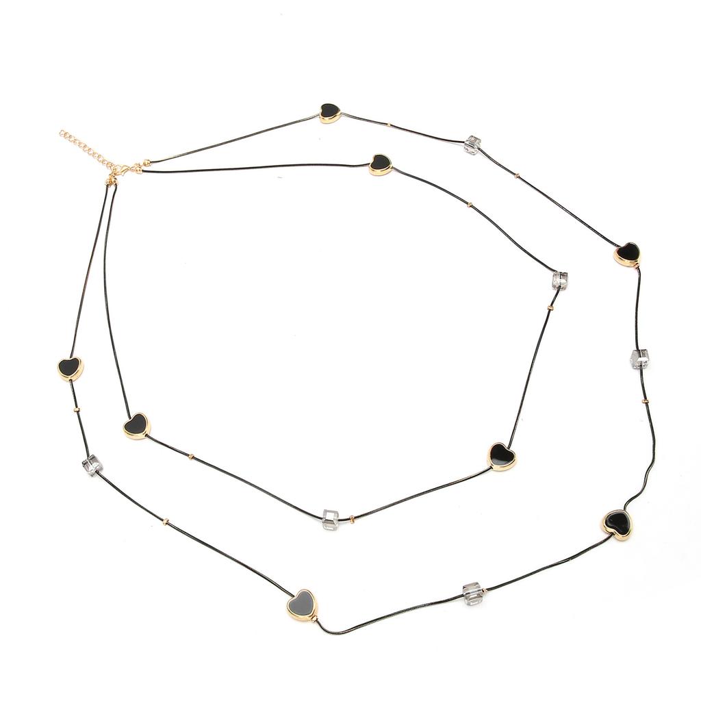 Fashion Layered Long Necklace Heart Pendant Zinc Alloy Double Layer Necklace for Women Girls